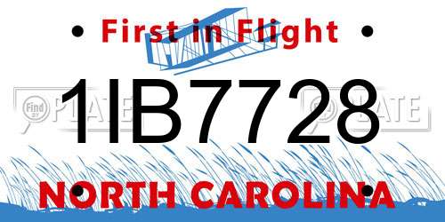 1IB7728 North Carolina License Plate