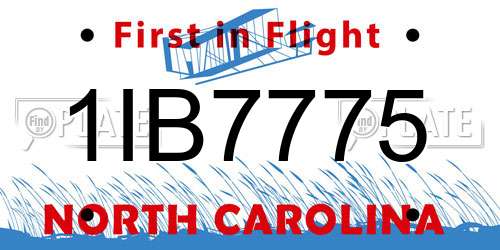 1IB7775 North Carolina License Plate