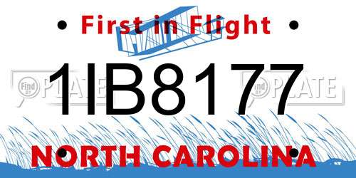 1IB8177 North Carolina License Plate