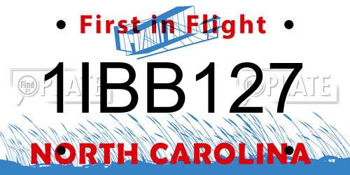 1IBB127 North Carolina License Plate