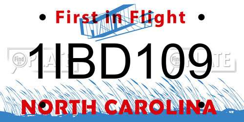 1IBD109 North Carolina License Plate