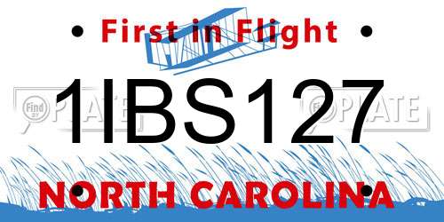 1IBS127 North Carolina License Plate