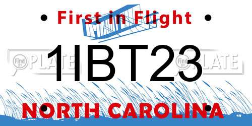 1IBT23 North Carolina License Plate