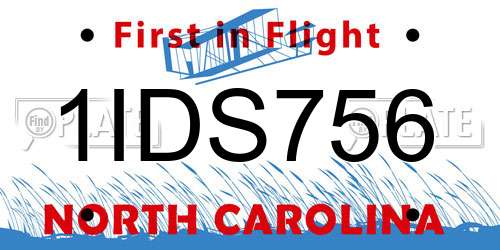 1IDS756 North Carolina License Plate