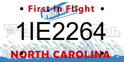 1IE2264 North Carolina License Plate