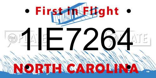 1IE7264 North Carolina License Plate