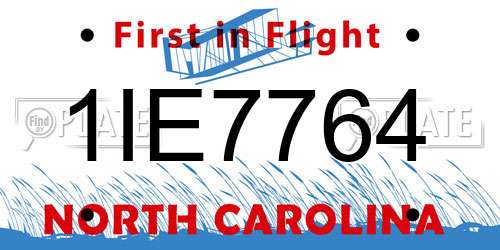 1IE7764 North Carolina License Plate