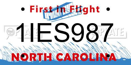 1IES987 North Carolina License Plate