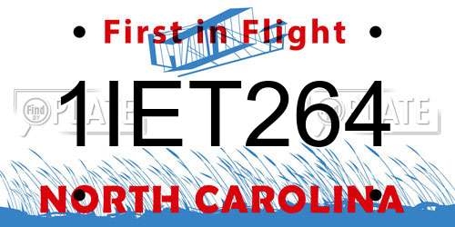 1IET264 North Carolina License Plate