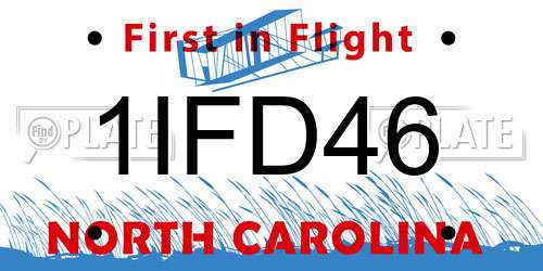 1IFD46 North Carolina License Plate