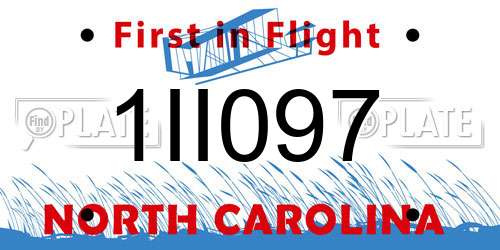 1II097 North Carolina License Plate