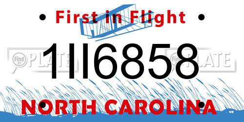 1II6858 North Carolina License Plate