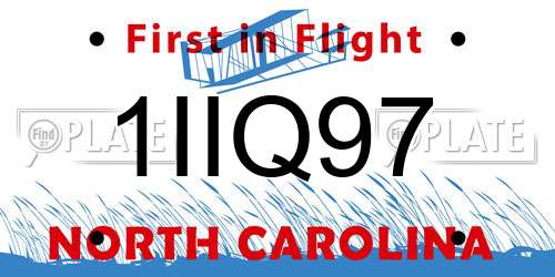 1IIQ97 North Carolina License Plate