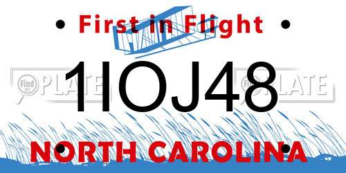 1IOJ48 North Carolina License Plate
