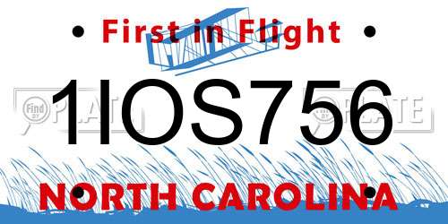 1IOS756 North Carolina License Plate