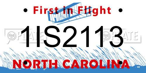 1IS2113 North Carolina License Plate