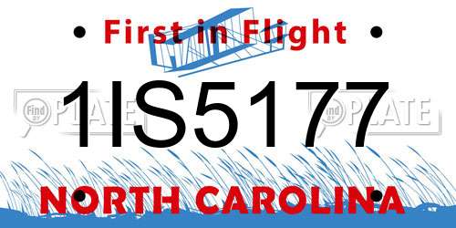 1IS5177 North Carolina License Plate