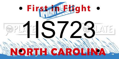1IS723 North Carolina License Plate