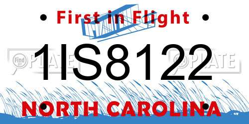 1IS8122 North Carolina License Plate