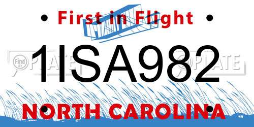 1ISA982 North Carolina License Plate