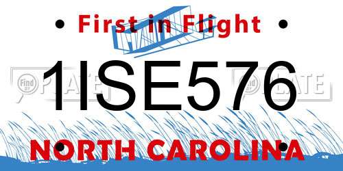1ISE576 North Carolina License Plate