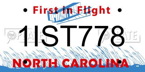 1IST778 North Carolina License Plate