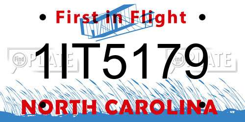 1IT5179 North Carolina License Plate