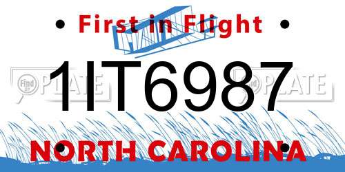 1IT6987 North Carolina License Plate