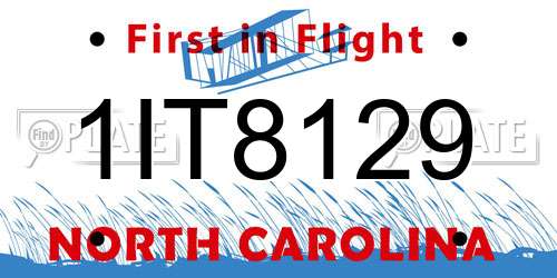 1IT8129 North Carolina License Plate