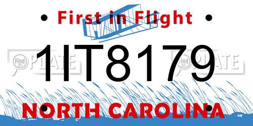 1IT8179 North Carolina License Plate