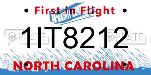 1IT8212 North Carolina License Plate