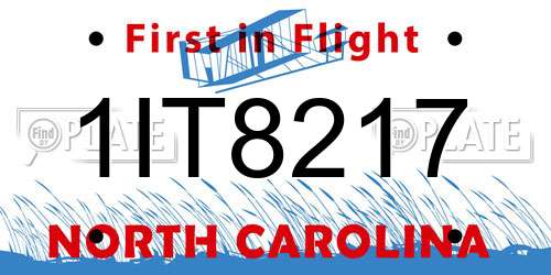 1IT8217 North Carolina License Plate