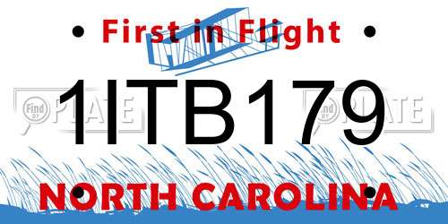 1ITB179 North Carolina License Plate