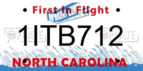 1ITB712 North Carolina License Plate
