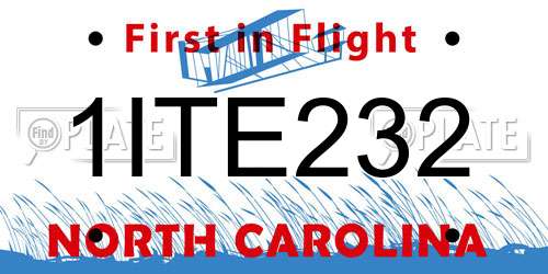 1ITE232 North Carolina License Plate