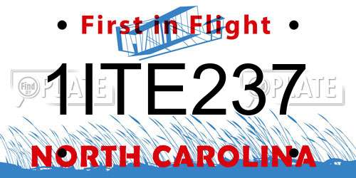 1ITE237 North Carolina License Plate