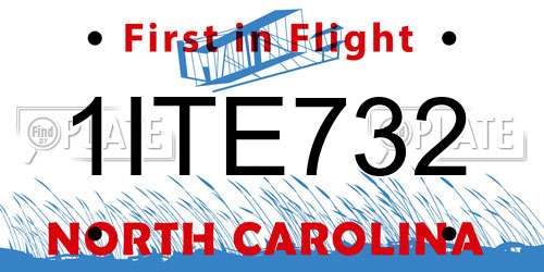 1ITE732 North Carolina License Plate