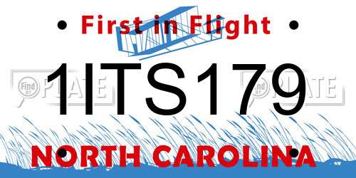 1ITS179 North Carolina License Plate