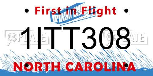 1ITT308 North Carolina License Plate