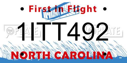 1ITT492 North Carolina License Plate