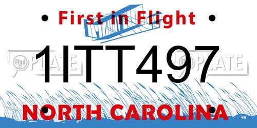 1ITT497 North Carolina License Plate