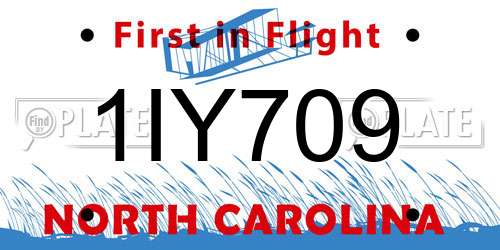 1IY709 North Carolina License Plate