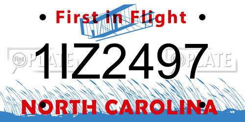 1IZ2497 North Carolina License Plate