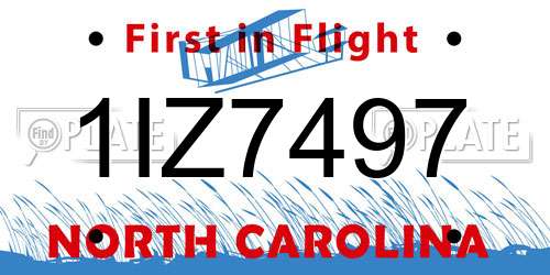1IZ7497 North Carolina License Plate