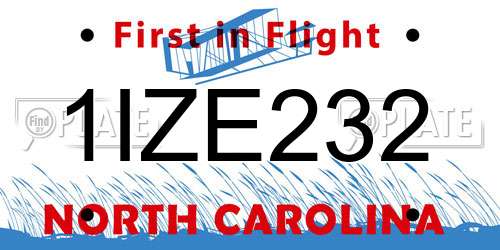 1IZE232 North Carolina License Plate