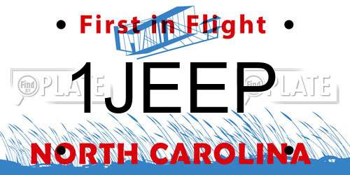 1JEEP North Carolina License Plate