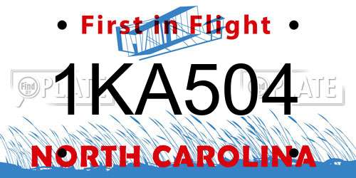 1KA504 North Carolina License Plate