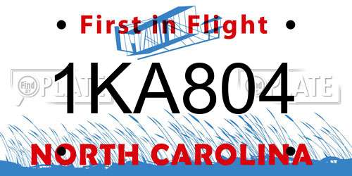 1KA804 North Carolina License Plate