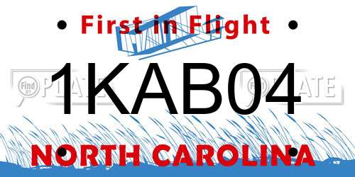 1KAB04 North Carolina License Plate