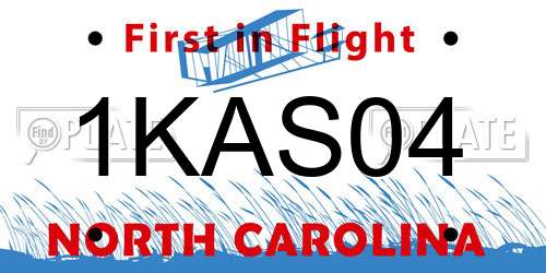 1KAS04 North Carolina License Plate